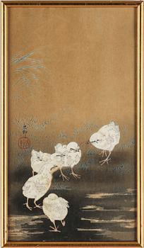 OHARA KOSON, 2 st, färgträsnitt, Japan, 1900-talets början.