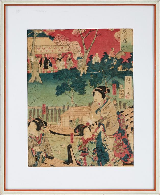 UTAGAWA HIROSHIGE samt KUNISADA, träsnitt, 1800-tal.