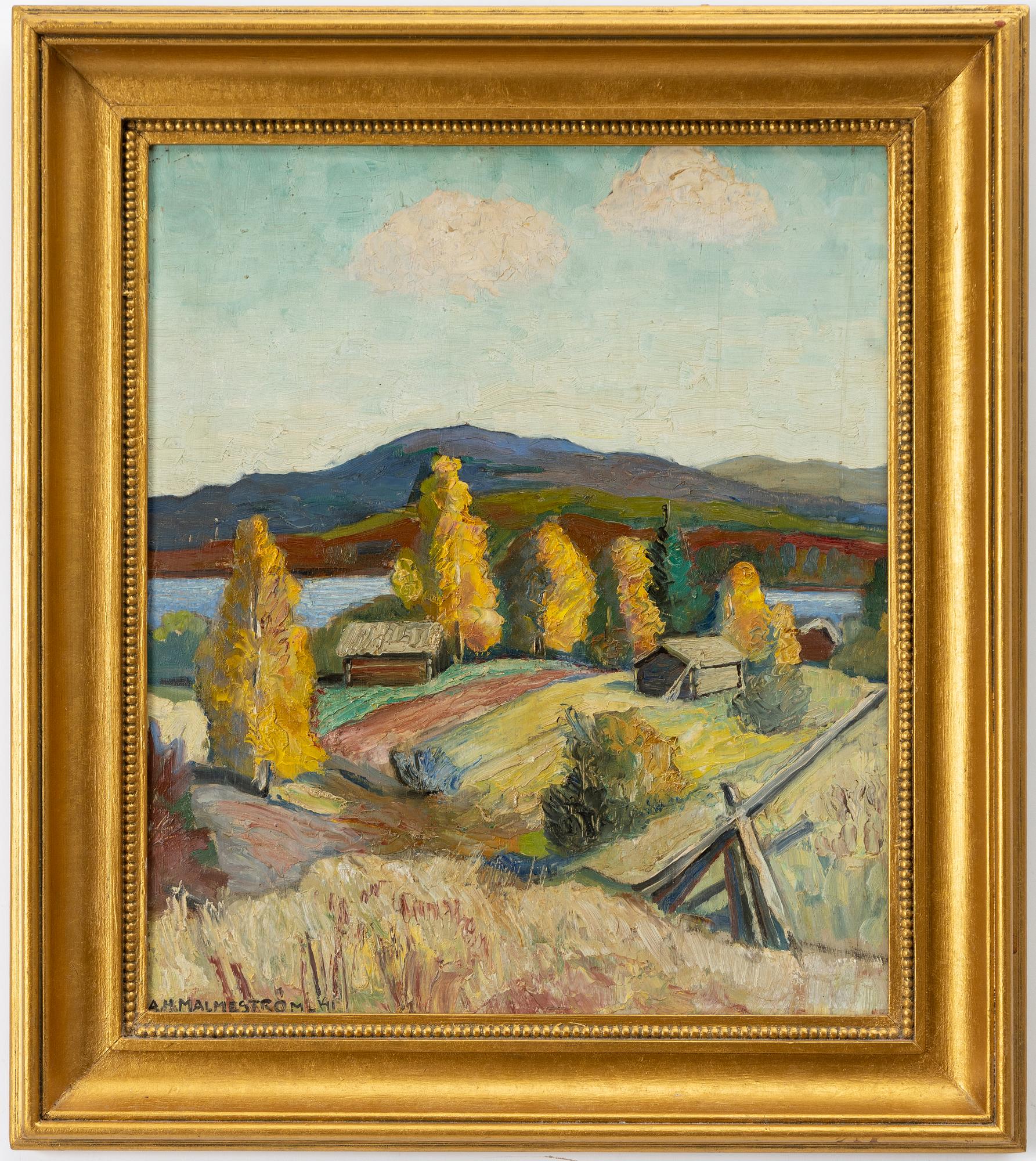 Akke Hugh Malmeström, "Höst-björkar vid Siljan" (Siljansnäs).