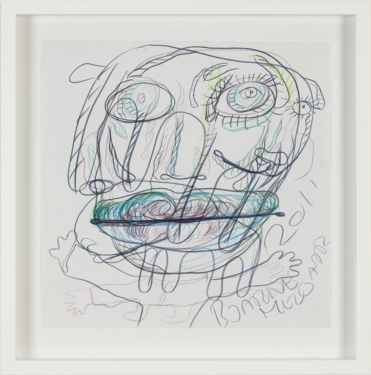 Bjarne Melgaard, chalk drawing, signed.