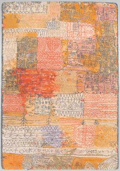 CARPET. "Florentinisches villenviertel”. Machine made pile. 202 x 139 cm. After a work of Art by Paul Klee from 1926.