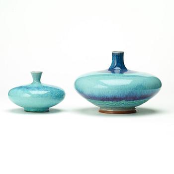 Berndt Friberg, two stoneware vases, Gustavsberg studio 1972.