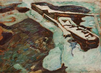 807. Helmer Osslund, Ice break at the river.