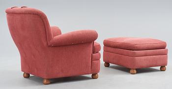 Josef Frank, A Josef Frank easy chair with ottoman, Svenskt Tenn, model 336.