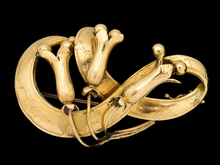 BROSCH, 18 k guld, C. Tengstedt & Son, Göteborg, 1853. Vikt ca 11 g.