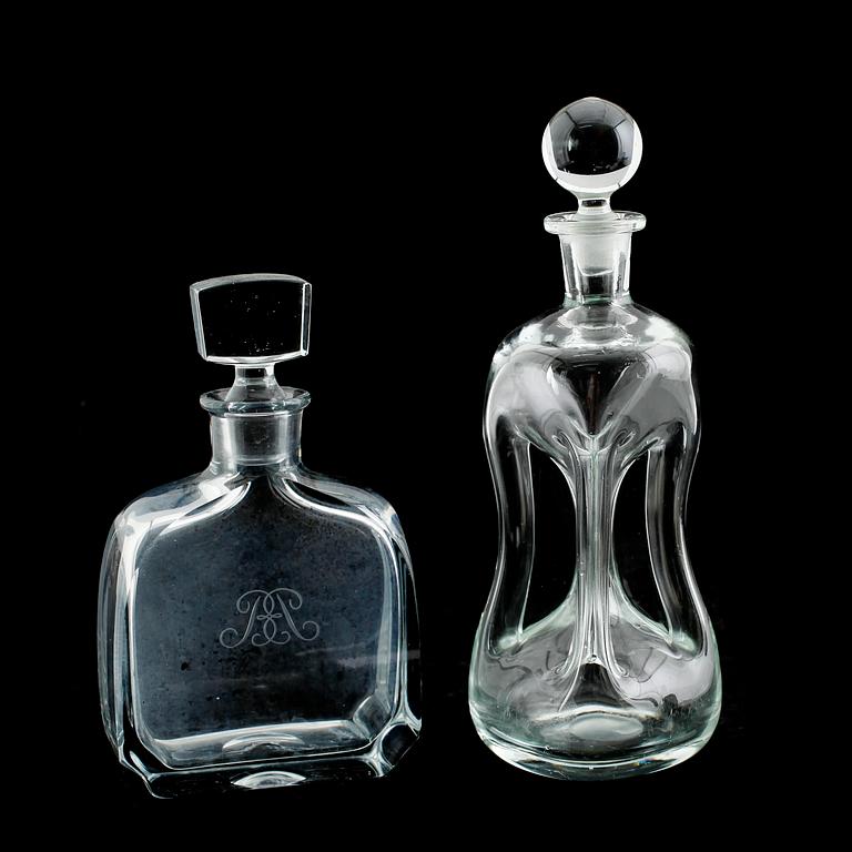 KARAFFER, 2 st, glas, 1900-tal.