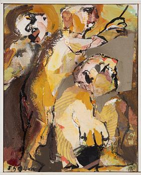 Stig Olson, oil and collage, signed.