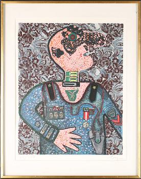 ENRICO BAJ, färglitografi, signerad och numrerad 145/250.