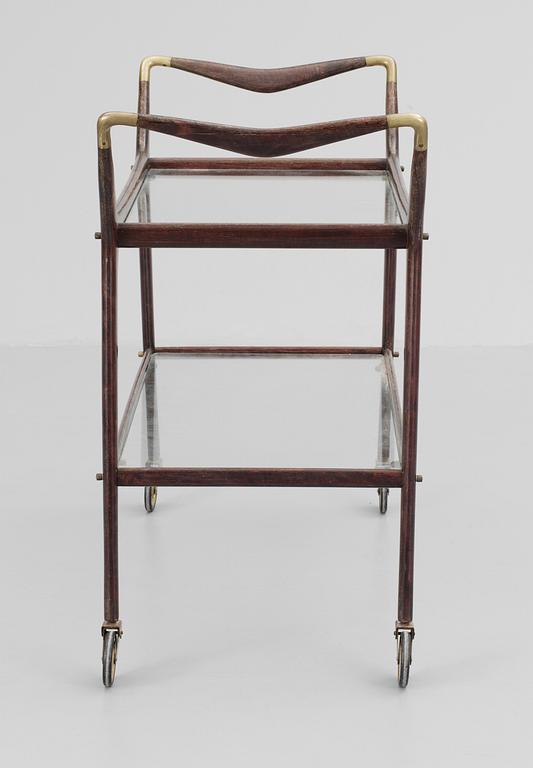 An Italian palisander and brass serving cart, 1950's.