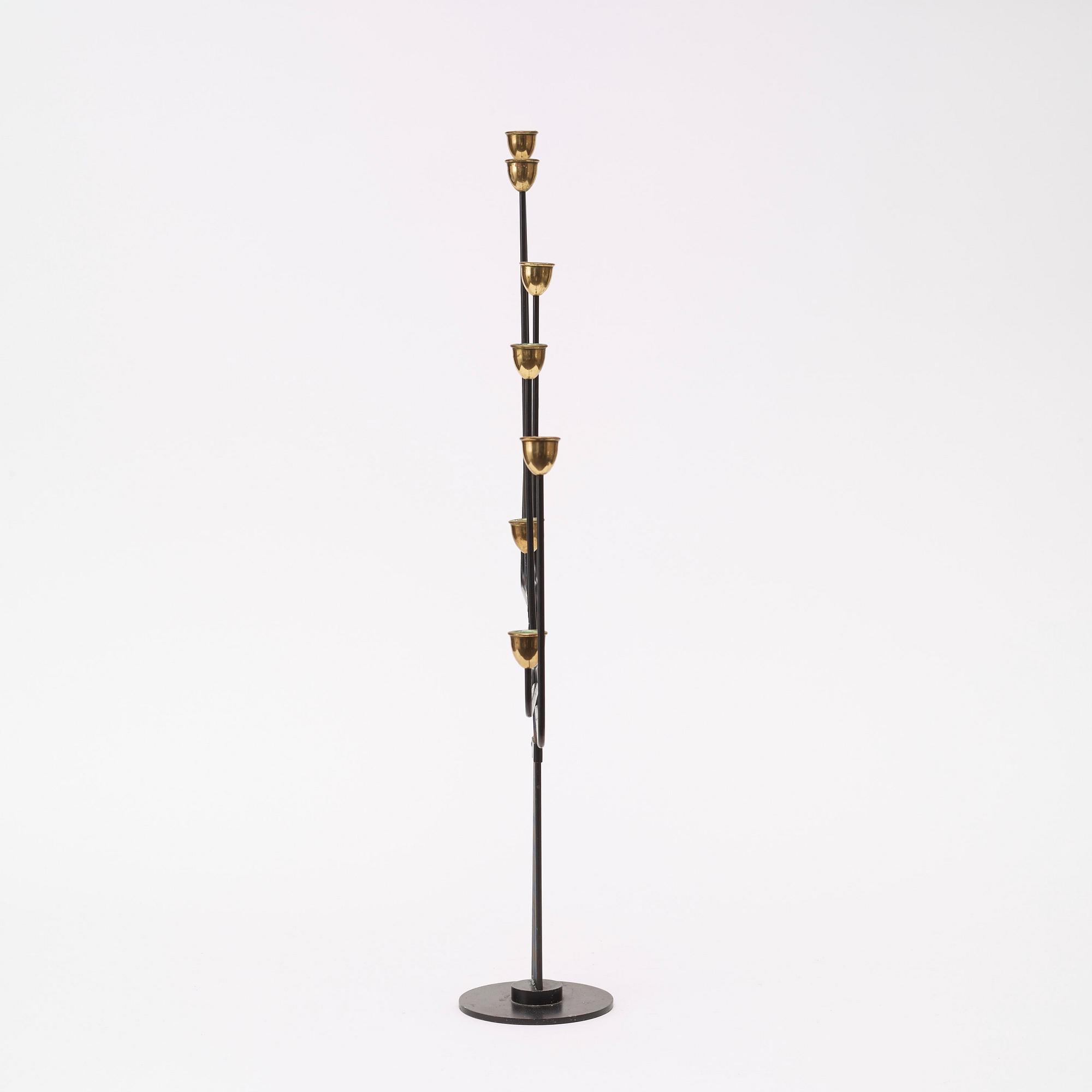 A Piet Hein 'Ursa Major' brass and black lacquered metal candelabrum, 1950's-60's.