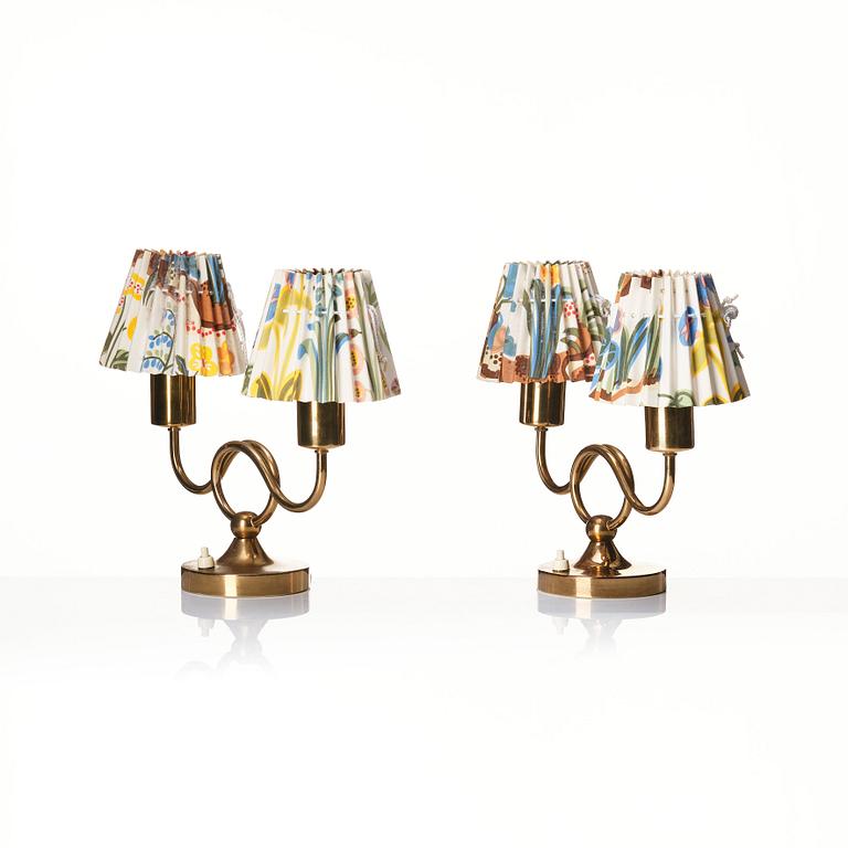 Josef Frank, a pair of brass table lamps, Svenskt Tenn Sweden, model 2483, 1950s.