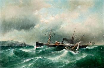 108. Carl Fedeler, S/S CAPELLA ON A STORMY SEA.