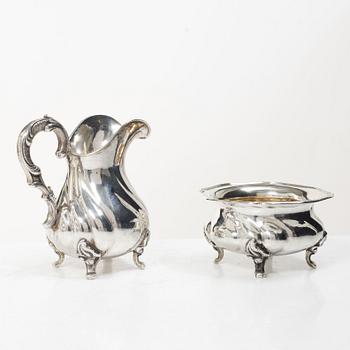 Coffee and tea service, 4 pieces, silver, Rococo style, Germany, 20th century.