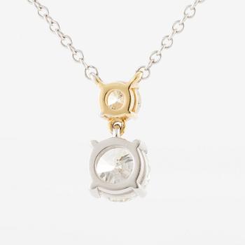 Collier 18K guld med två briljantslipade diamanter, medföljande report IGI.