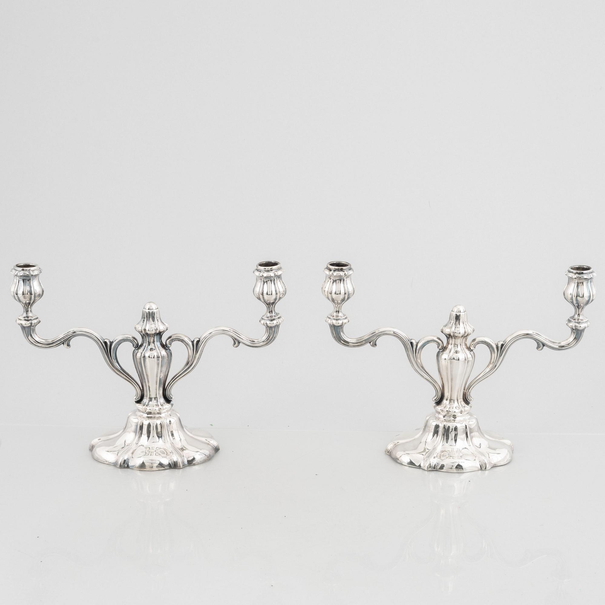 A pair of silver candelabras, A.G.Eriksson, Nässjö, Sweden, 1931.