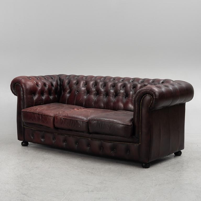 Sofa and armchair, Chesterfield, second half of the 20th Century.