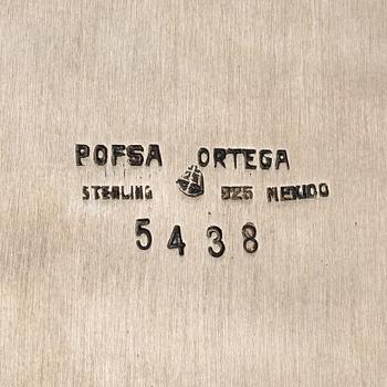 Alfredo Ortega, 6 st undertallrikar, sterling silver, Mexiko 1900-tal.