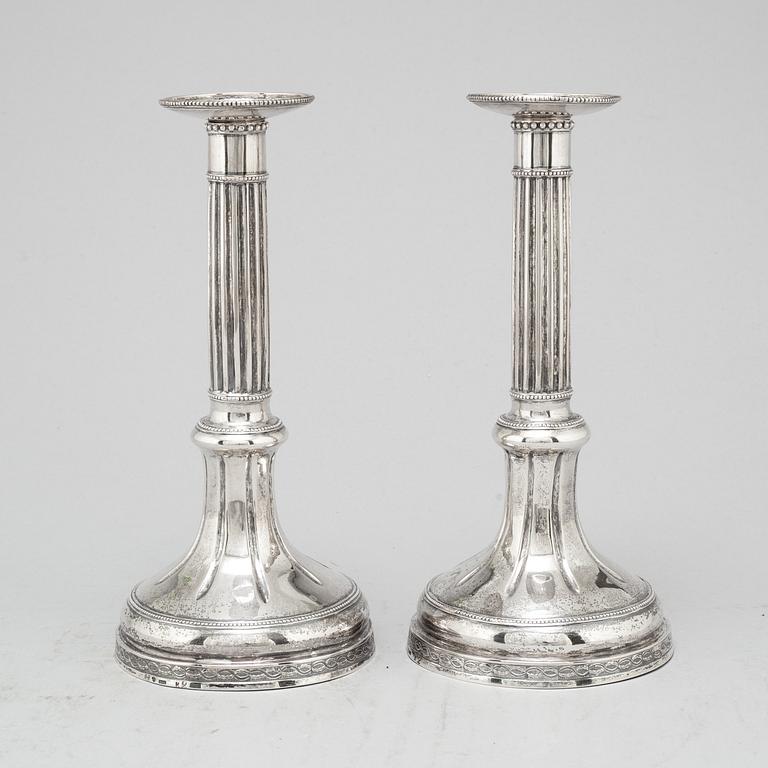 A pair of Swedish 18th century silver candlesticks, mark of Peter Johan Zetterling, Linköping 1792.
