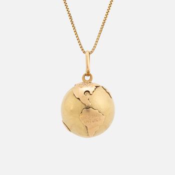 18K gold globe necklace.