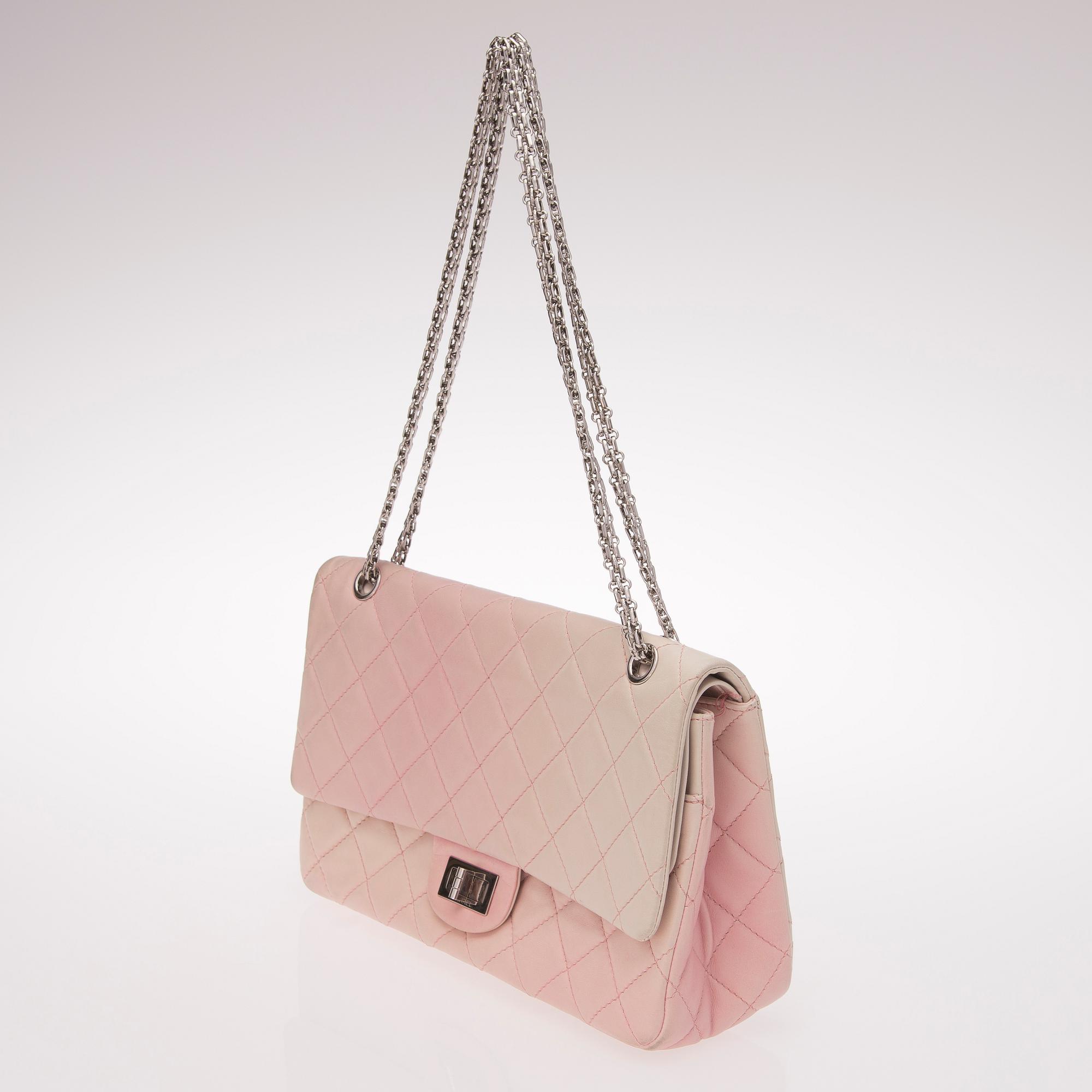 Pink White Ombre Degrade 2.55 Reissue 227 Jumbo Double Flap Bag.