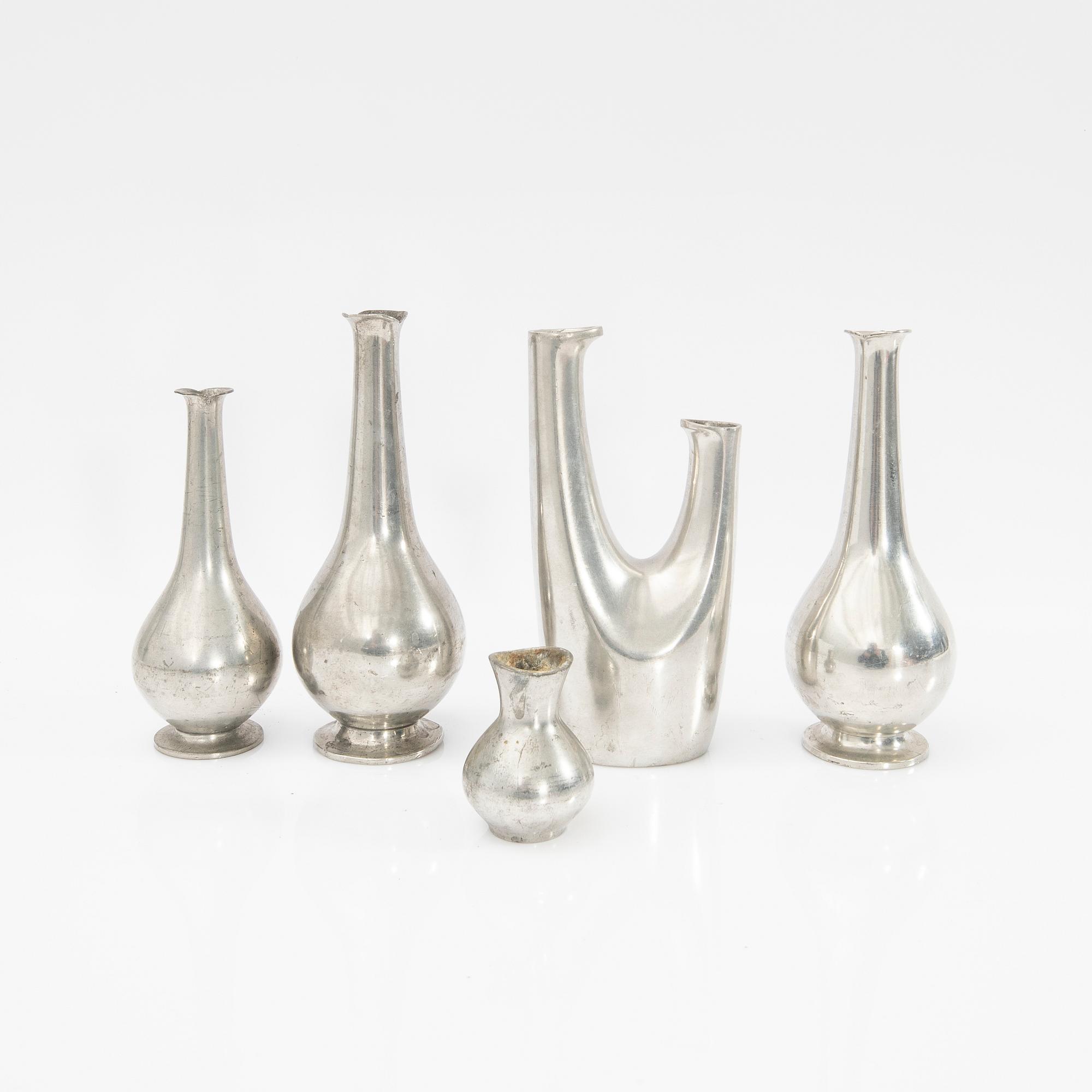Just Andersen, vases, 5 pcs, first half of the 20th century.
