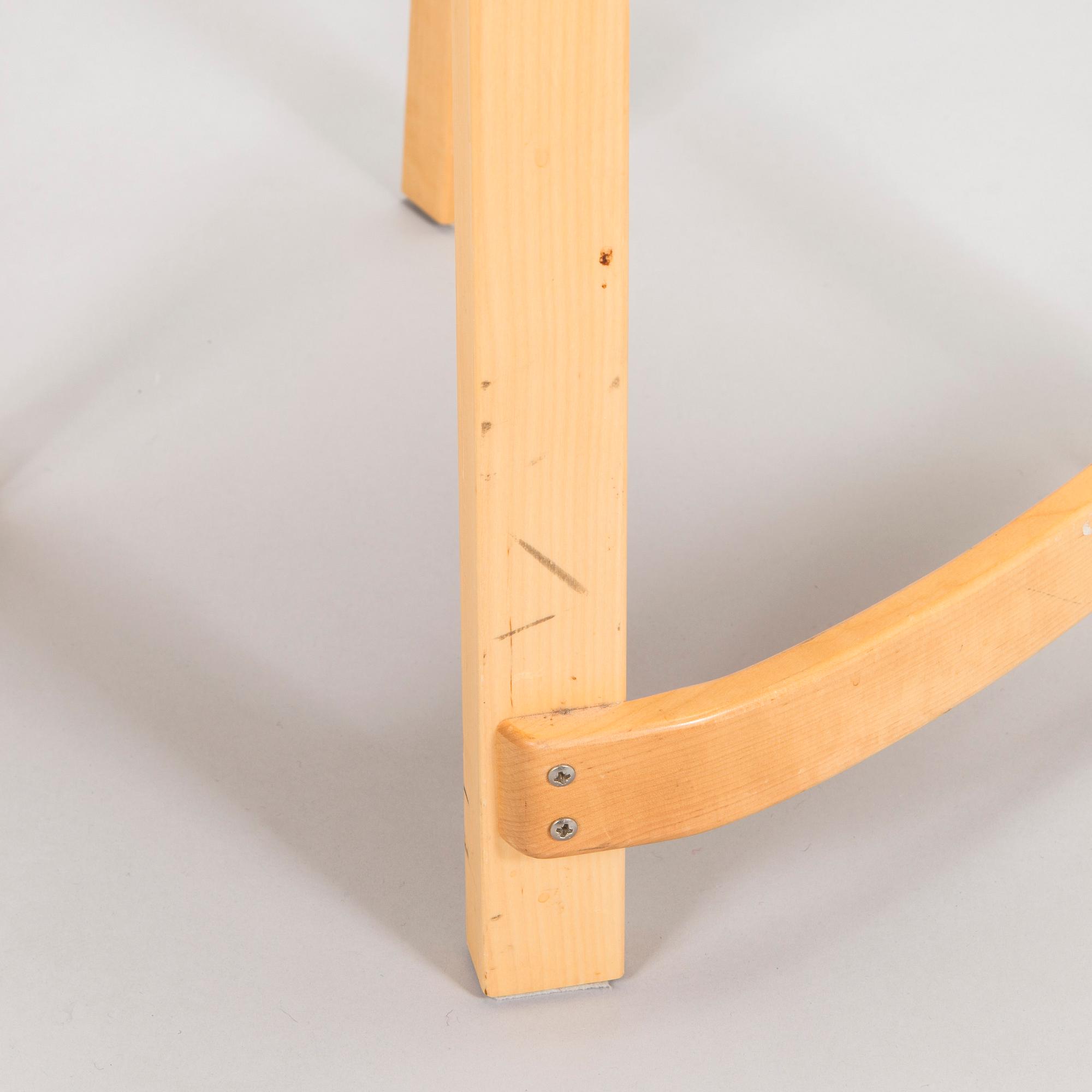 Alvar Aalto, a table and three chairs, Artek 2006 and 2007.