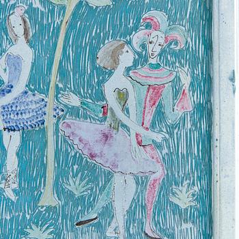 Birger Kaipiainen, tarjotin, kivitavaraa, signeerattu Kaipiainen 1943 Arabia,.