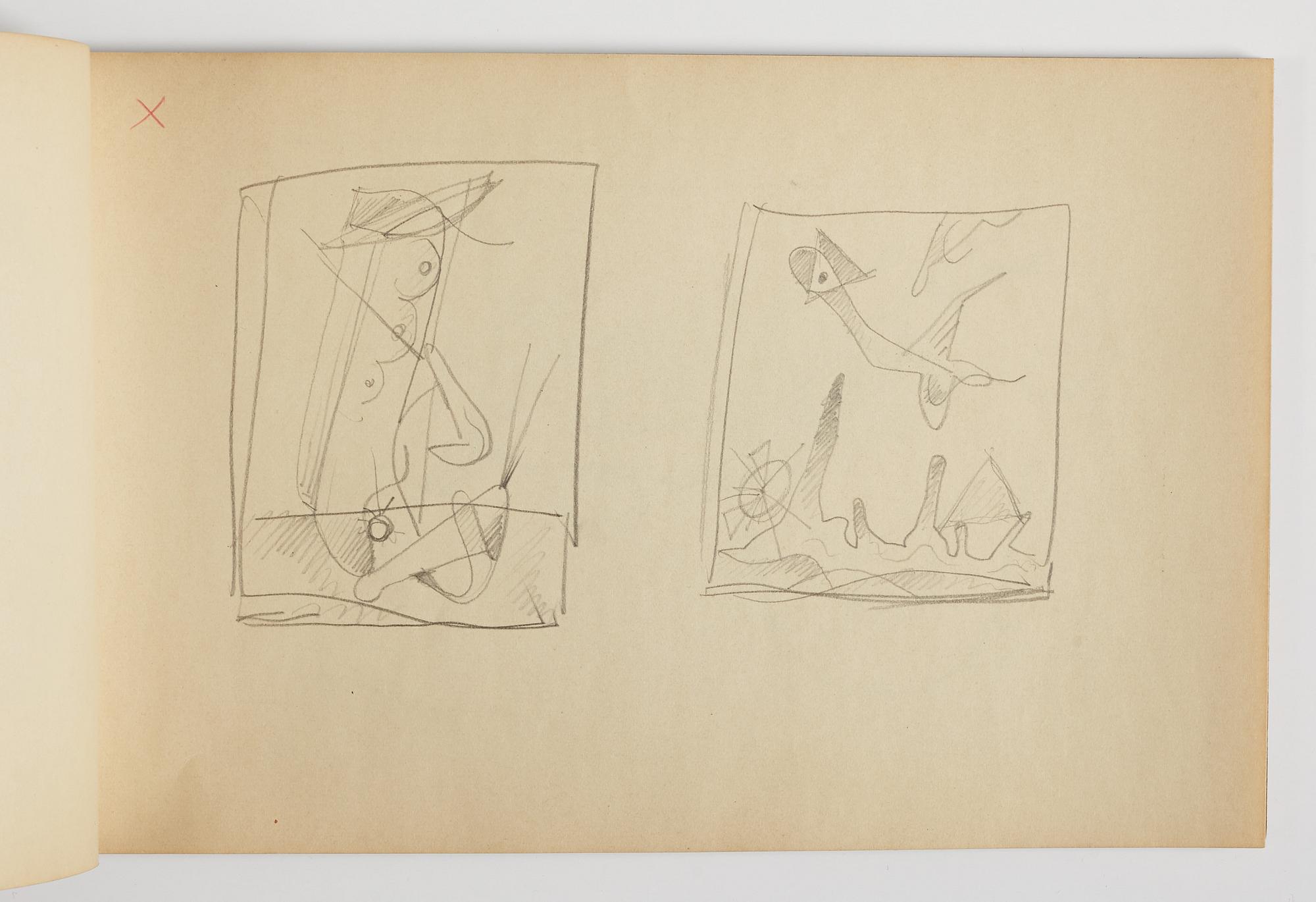 GÖSTA ADRIAN-NILSSON, skissblock, 1920/30-tal, av konstnären egenhändigt inskriberad GAN med blå färgpenna på pärmen.