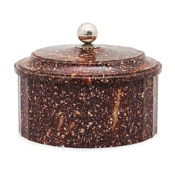 570. A Swedish Empire 19th century porphyry butter box.