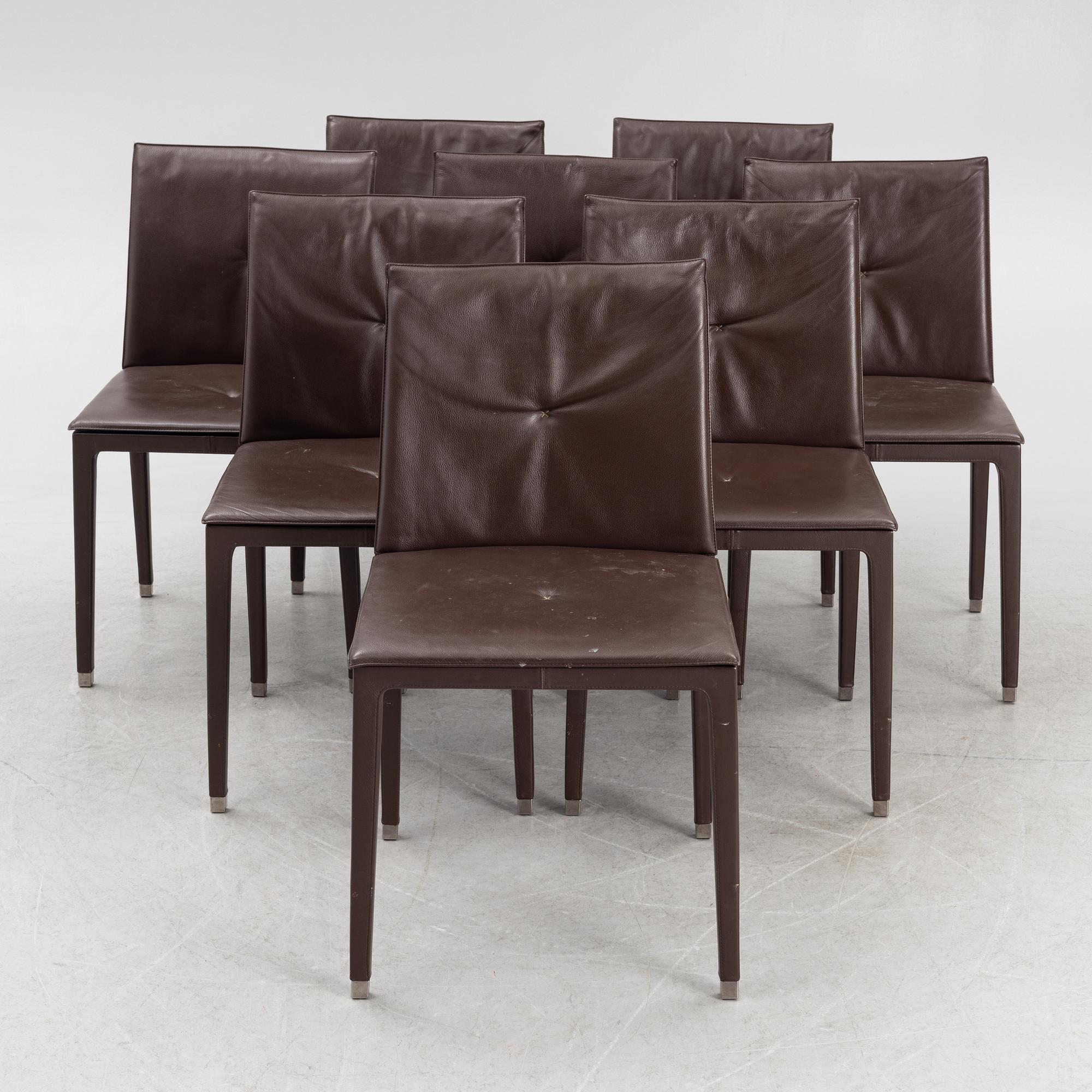 Jean-Marie Massaud, a set of eight 'Fitzgerald' chairs, Poltrona Frau, Italy.