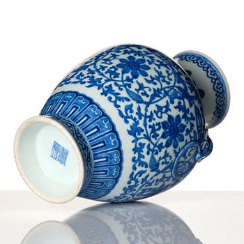 A blue and white vase, Republic period with Qianlong mark.