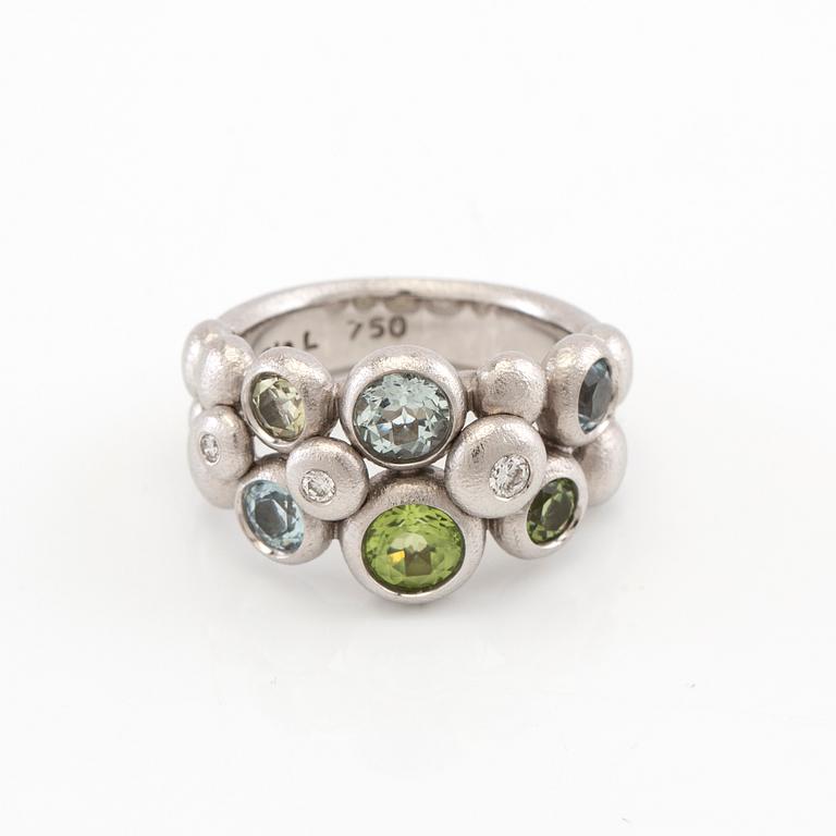 Ole Lynggaard, ring "Bubble/Bubbles" 18K white gold, diamonds and coloured gemstones, design Charlotte Lynggaard.