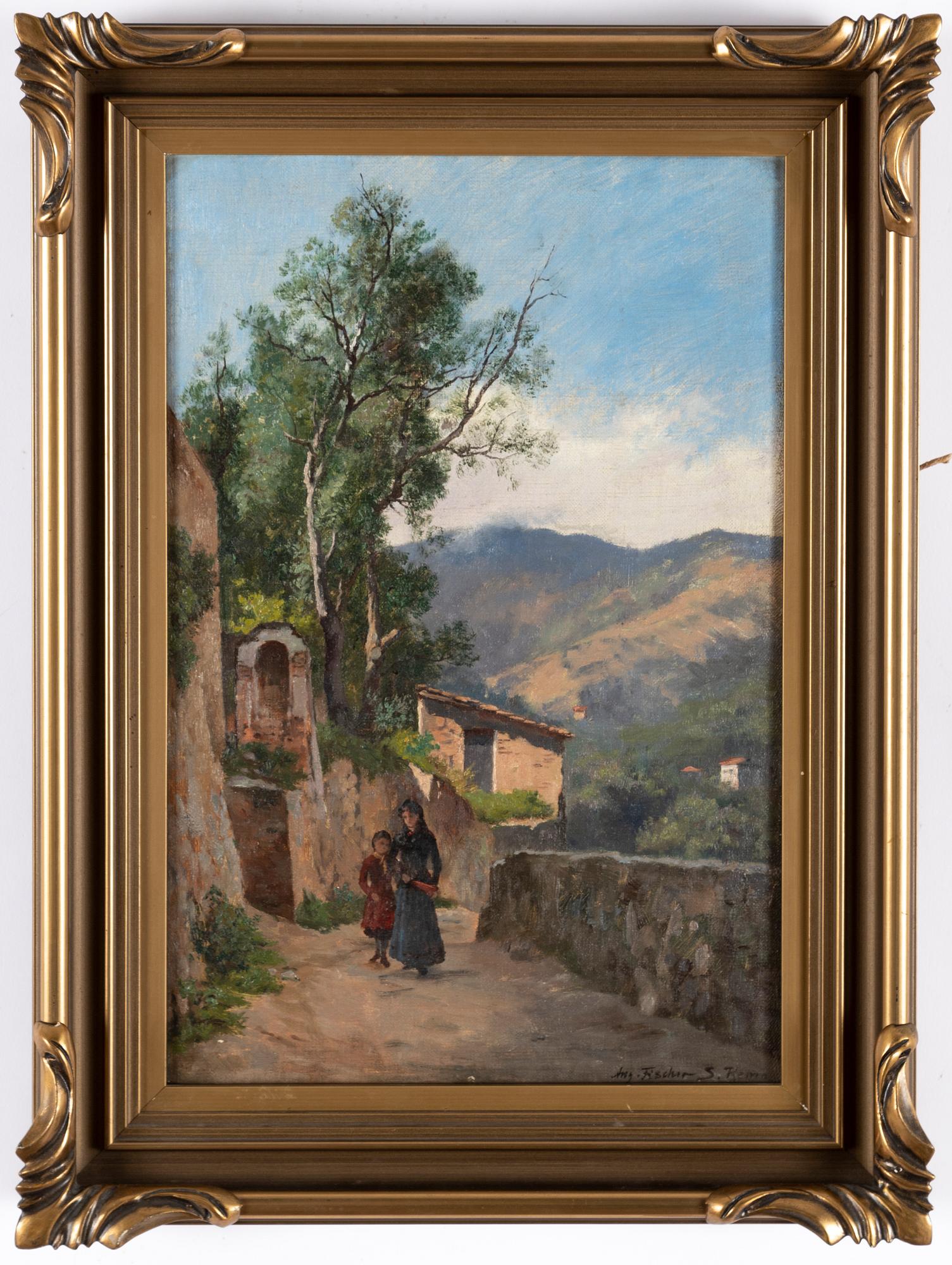 August Fischer, oil on canvas, signed Aug Fischer San Remo.