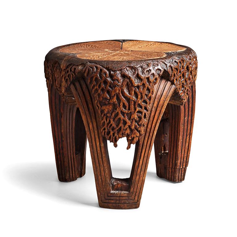 Rackengruppen, a carved pine Art Nouveau/ Folk Art table, early 20th century.