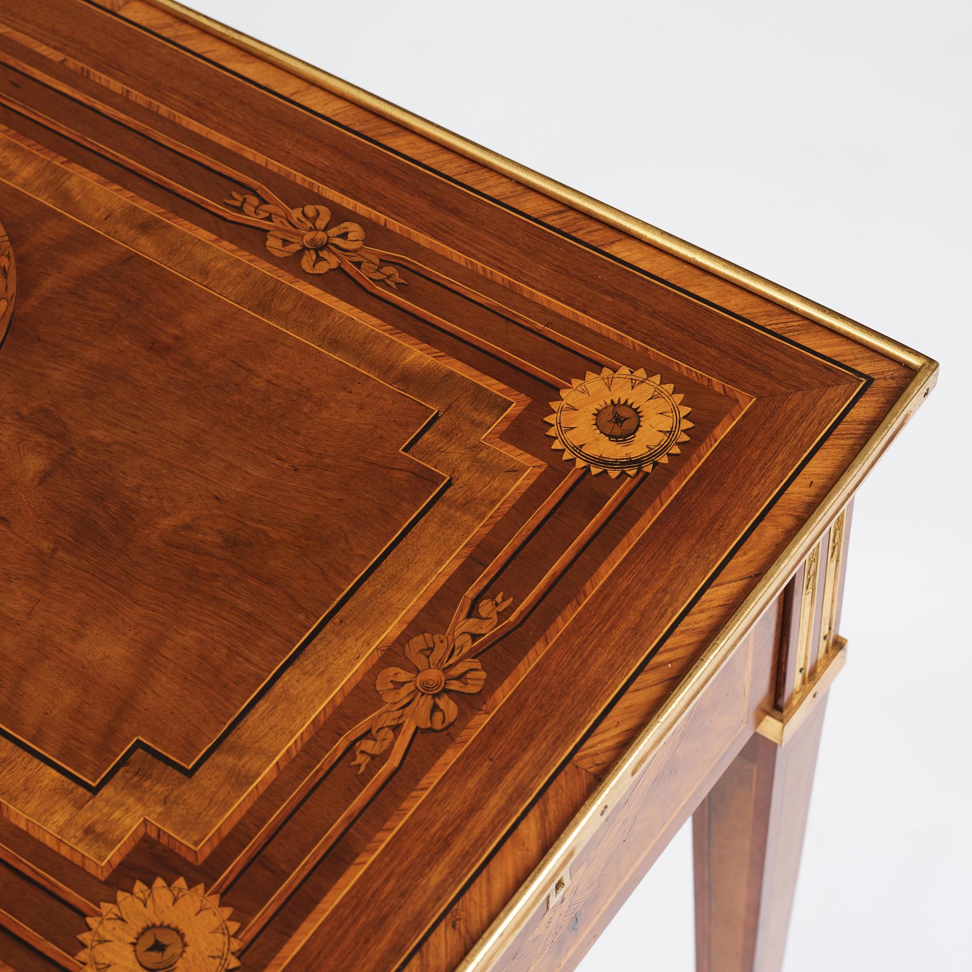 A Gustavian table by G Haupt (master in Stockholm 1770-1784), signed and dated 1781.