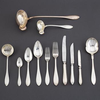 A swedish silver cutlery service in fitted oak box. Mark of KG Markströms, Uppsala 1913-15. (84 pieces).