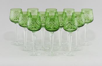 VITVINSGLAS, 12 st, glas, omkring 1900-talets andra hälft.