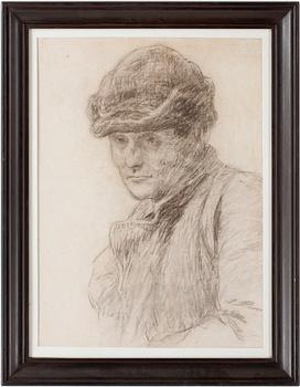 8. Bruno Liljefors, BRUNO LILJEFORS, Charcoal on paper, ca 1890-93, authenticated with rubber stamp from the artist's deceased estate.