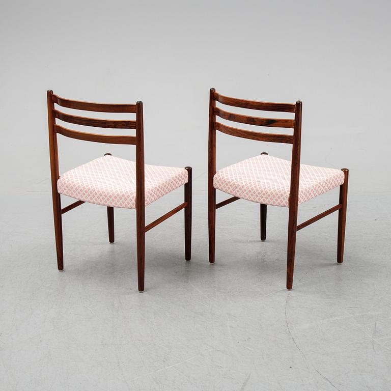 Six rosewood chairs, Denmark, 1960's.