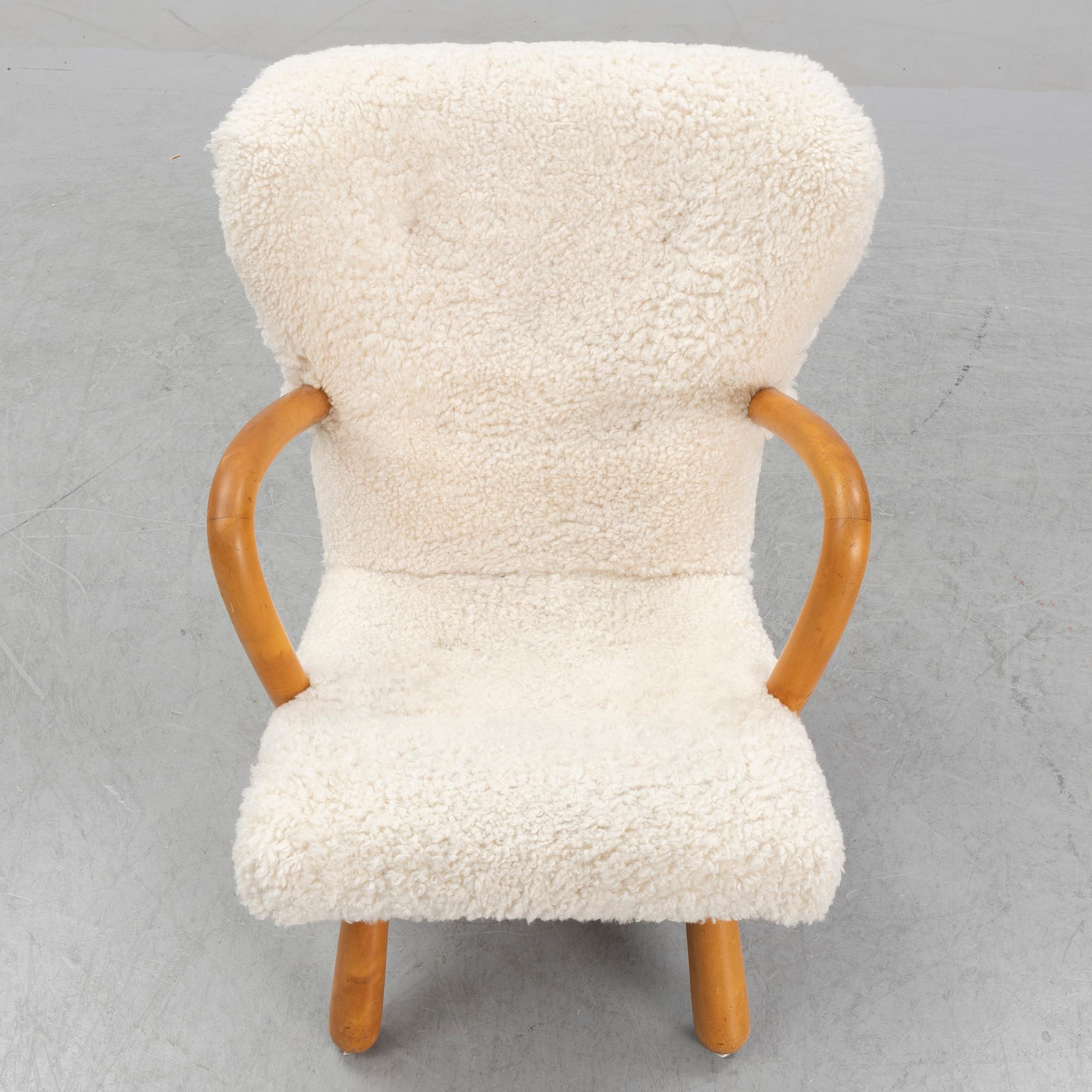 A shearling upholstered 'Åke' easy chair, IKEA, 1950s.