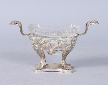 SALTKAR, silver samt glas, empir/empirstil.