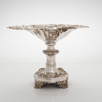 A silver centerpiece bowl, neo-Rococo, Gustav Möllenborg, Stockholm 1848.