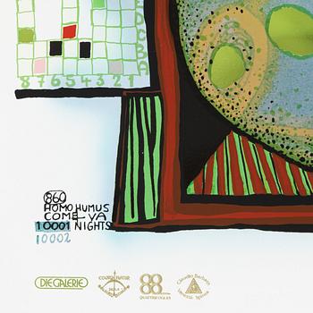 Friedensreich Hundertwasser, photo lithograph and silk screen with metal embossing, 1984. Signed and numbered 4375/10002.