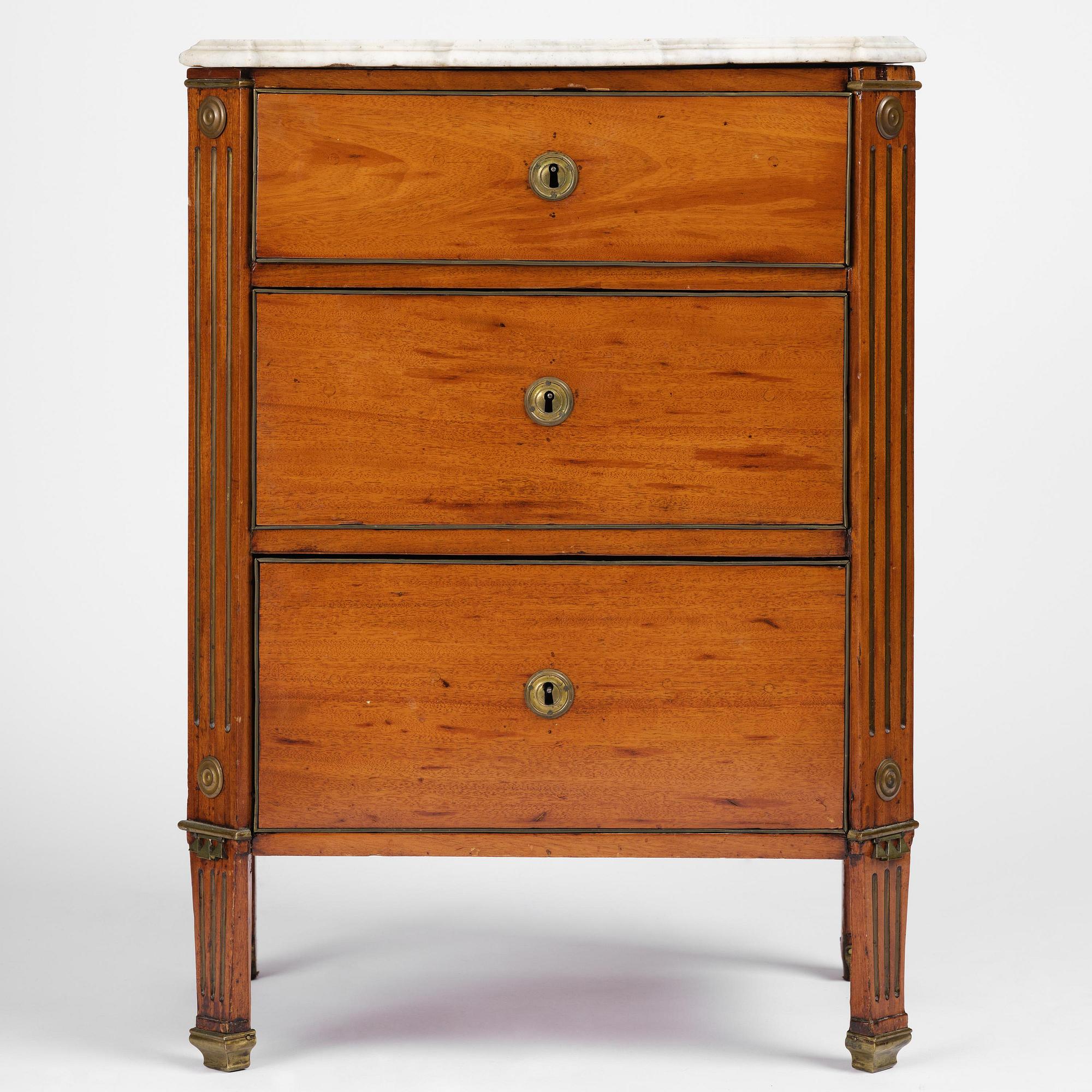 A late Gustavian mahogany commode, Stockholm, late 18th century.