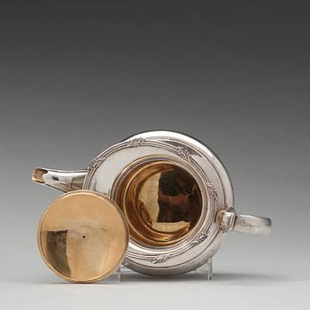TE- OCH KAFFESERVIS, 5 delar, silver, icke identifierad mästarstämpel FK, S:t Petersburg 1837.