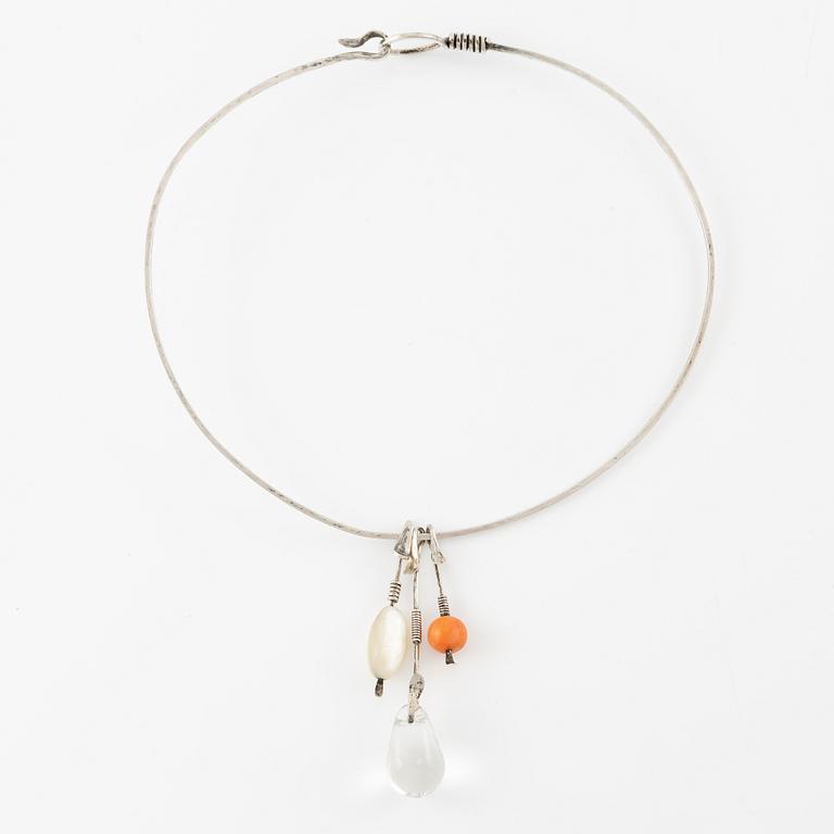 Vivianna Torun Bülow-Hübe, a silver necklace with three pendants, executed in her own workshop, Stockholm 1950's.