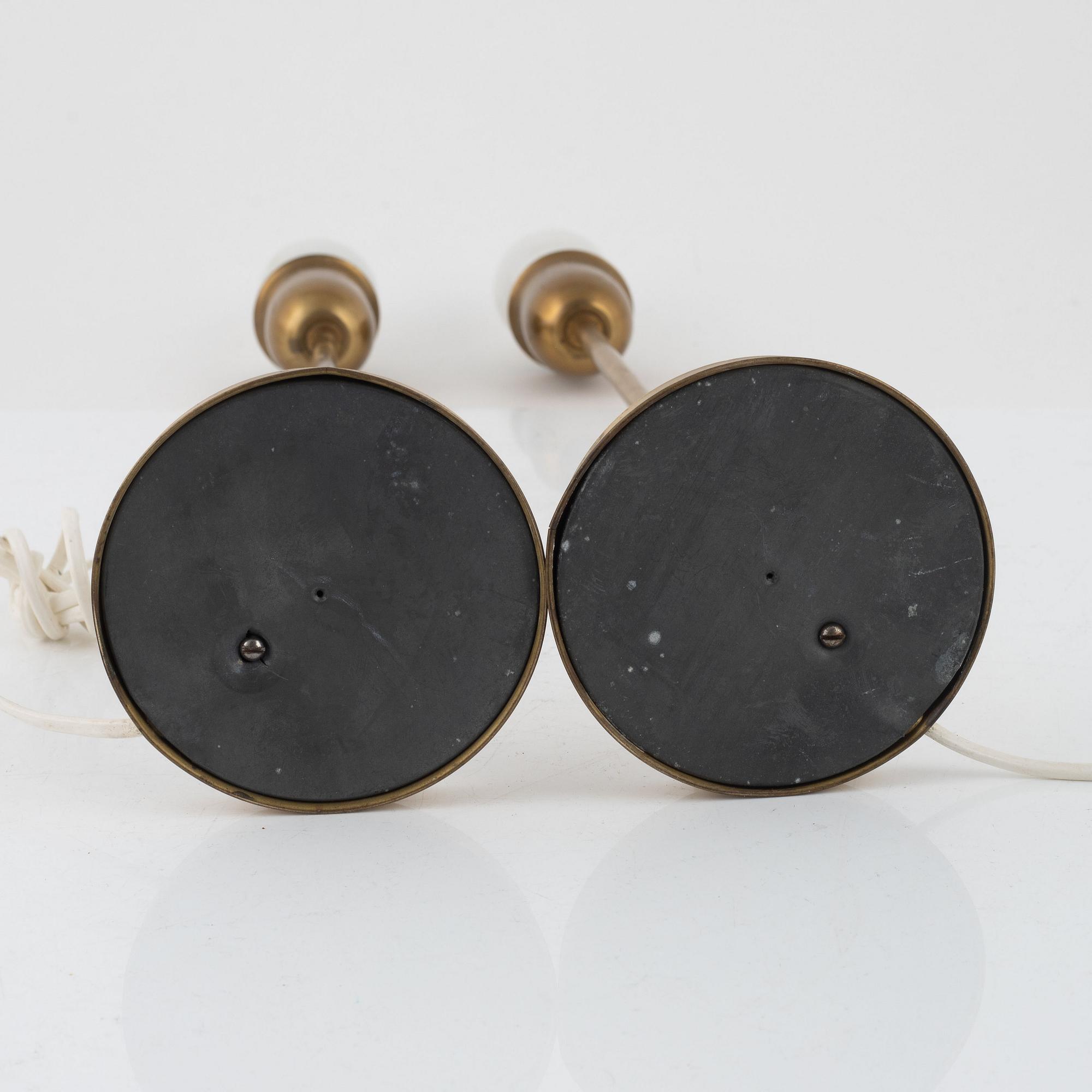 A pair of brass table lamps from Bergboms, Sweden, 1950's/60's.