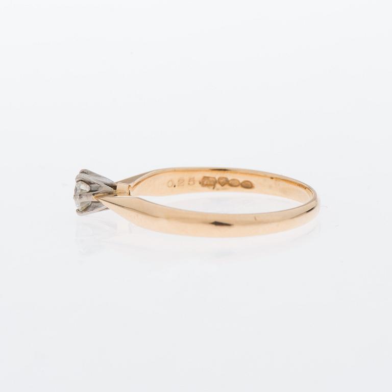 RING, 14K guld, briljantslipad diamant 0,25 ct, Kultakeskus, Tavaastehus.