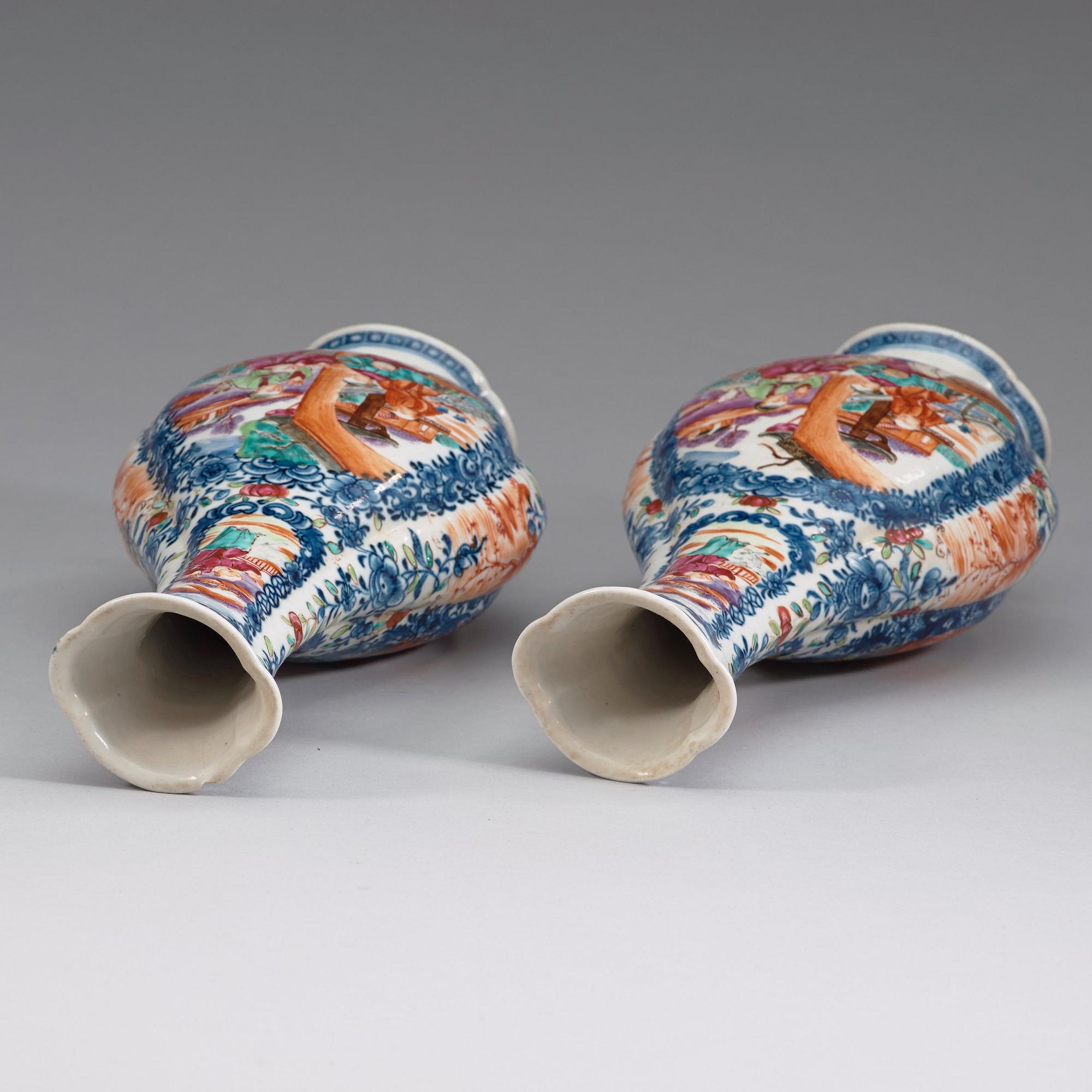 A pair of famille rose vases, Qing dynasty, Qianlong (1736-95).