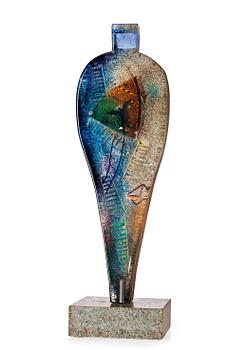 A Bertil Vallien sand cast sculpture, 'Complicanti', Kosta Boda, 3/20.